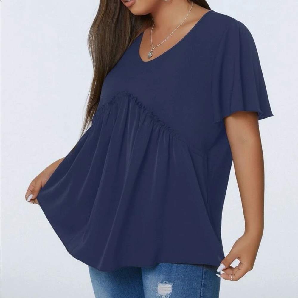 NWOT Shein Flutter Sleeve Blouse 3X - Picture 3 of 10